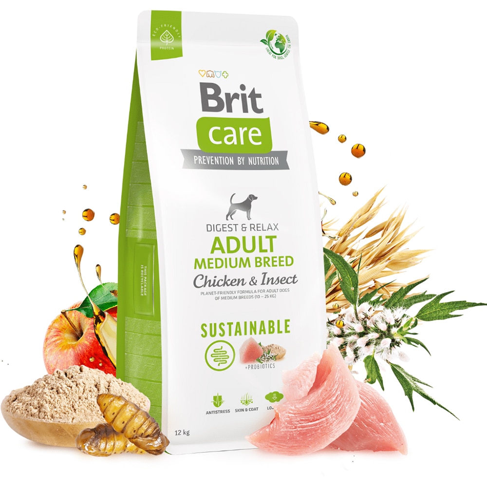Hrana uscata pentru caini BRIT Sustainable Medium Breed, Adult, Pui, 12 kg