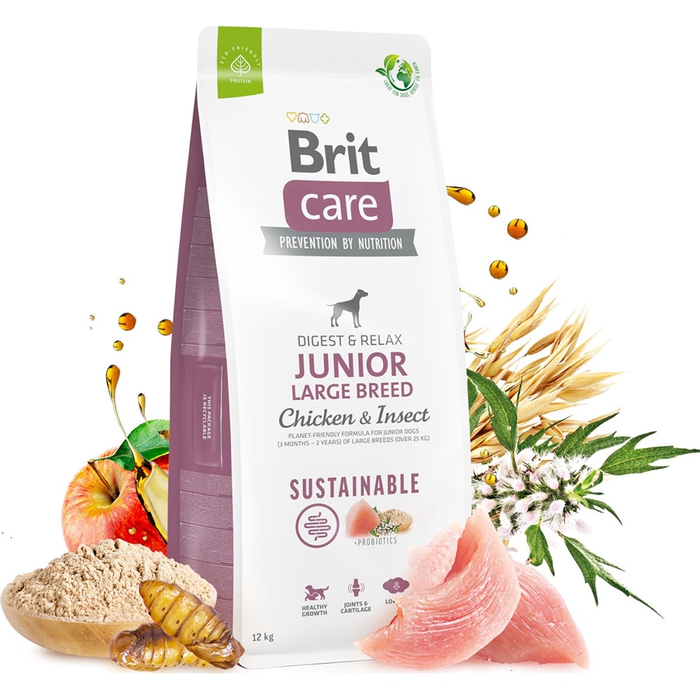 Hrana uscata pentru caini BRIT CARE Sustainable Large Breed, Junior, Pui, 12 kg