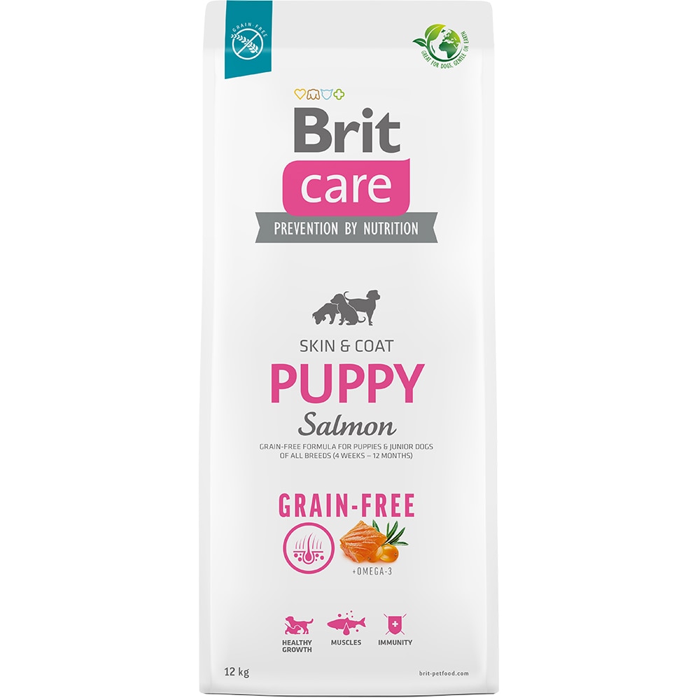 Hrana uscata pentru caini BRIT CARE Grain Free, Junior, Somon, 12 kg