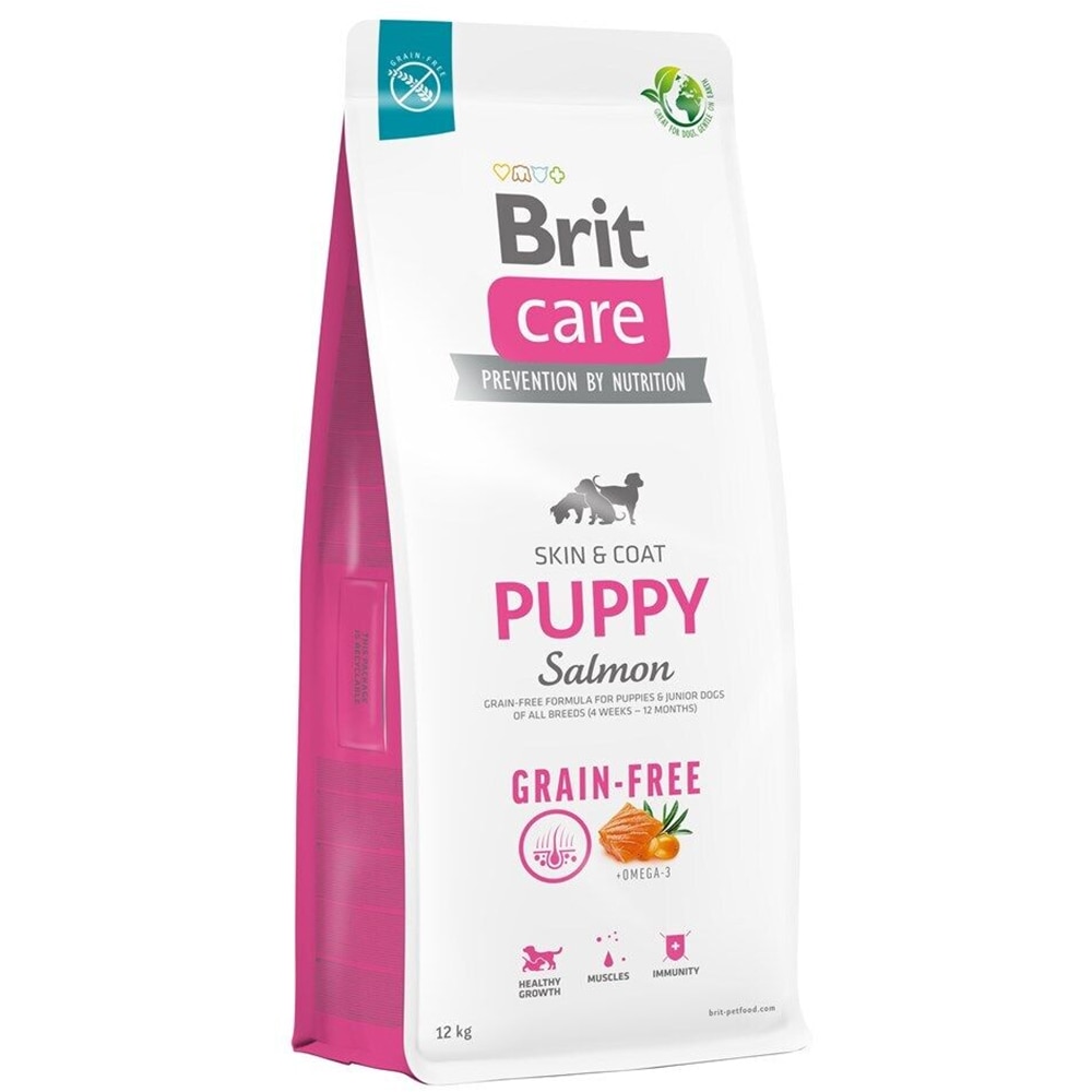 Hrana uscata pentru caini BRIT CARE Grain Free, Junior, Somon, 12 kg