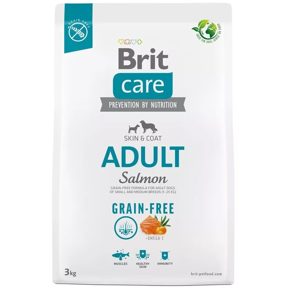 Hrana uscata pentru caini BRIT CARE Grain Free, Adult, Somon, 3 kg