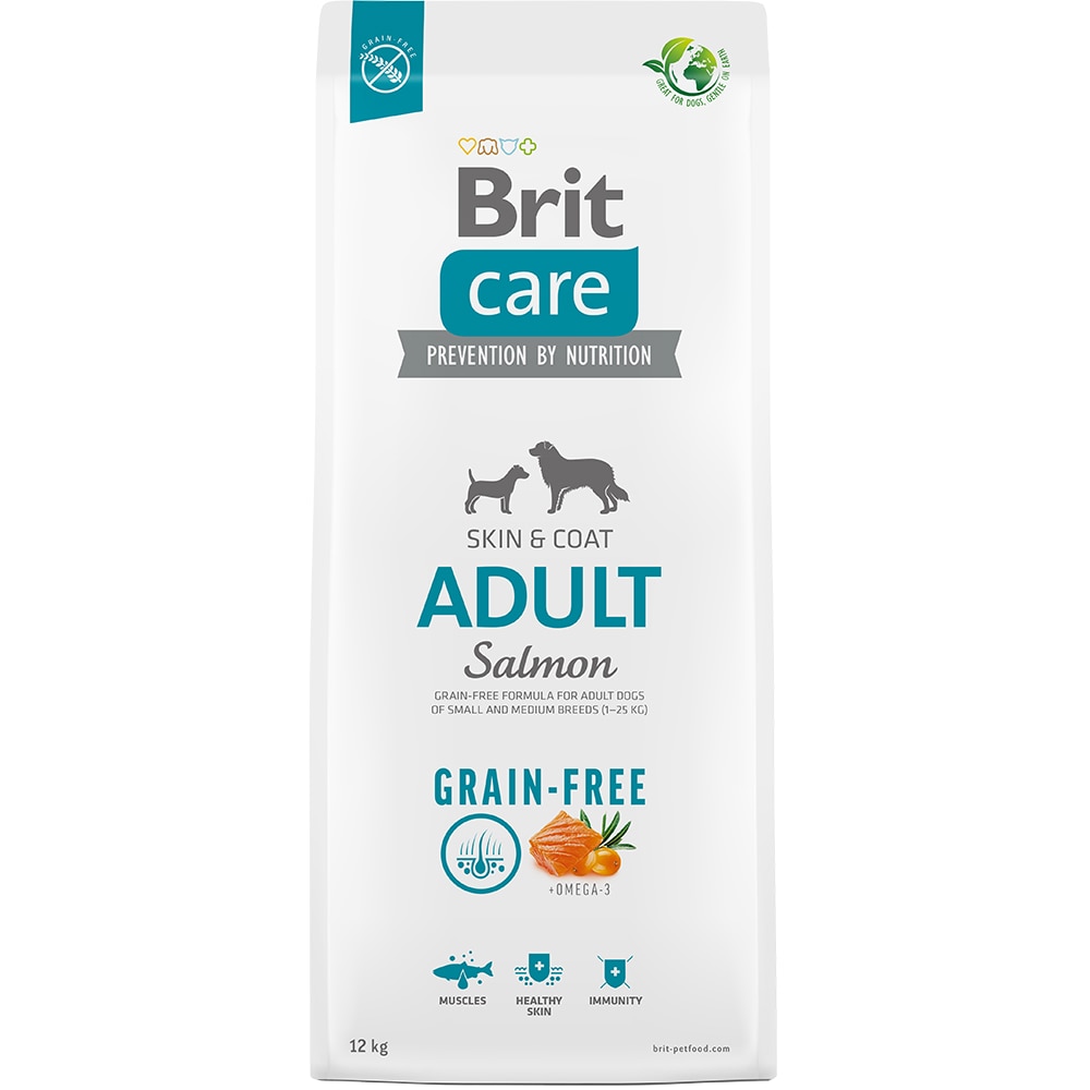 Hrana uscata pentru caini BRIT CARE Grain Free, Adult, Somon, 12 kg