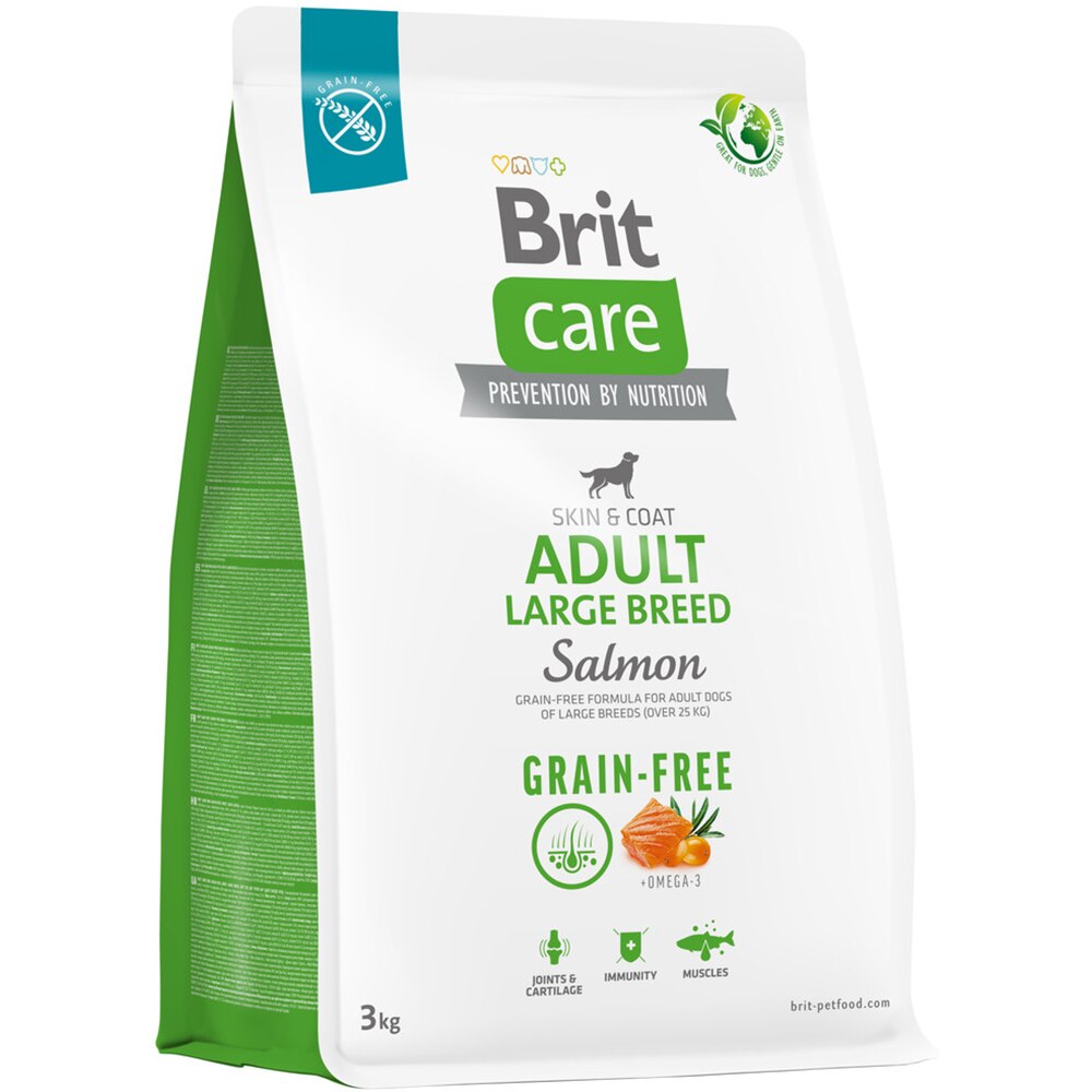Hrana uscata pentru caini BRIT CARE Grain Free Large Breed, Adult, Somon, 3 kg