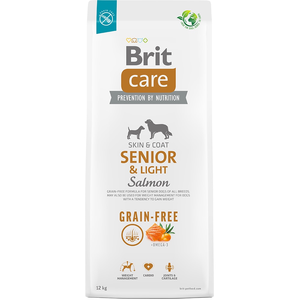 Hrana uscata pentru caini BRIT CARE Grain Free, Senior, Somon, 12 kg
