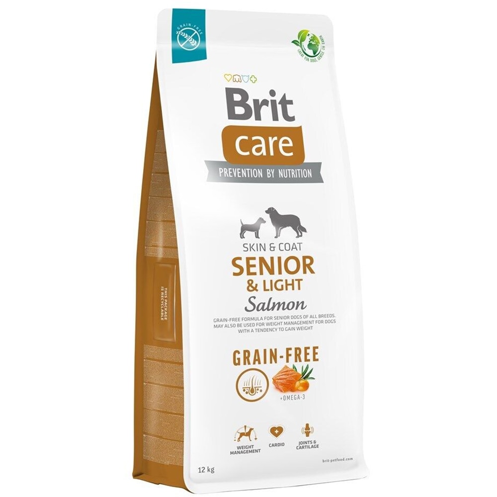 Hrana uscata pentru caini BRIT CARE Grain Free, Senior, Somon, 12 kg