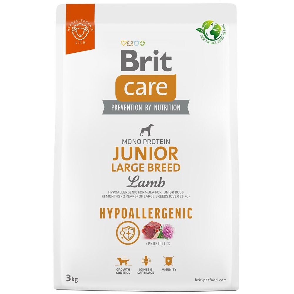 Hrana uscata pentru caini BRIT CARE Hypoallergenic Large Breed, Junior, Miel, 3 kg