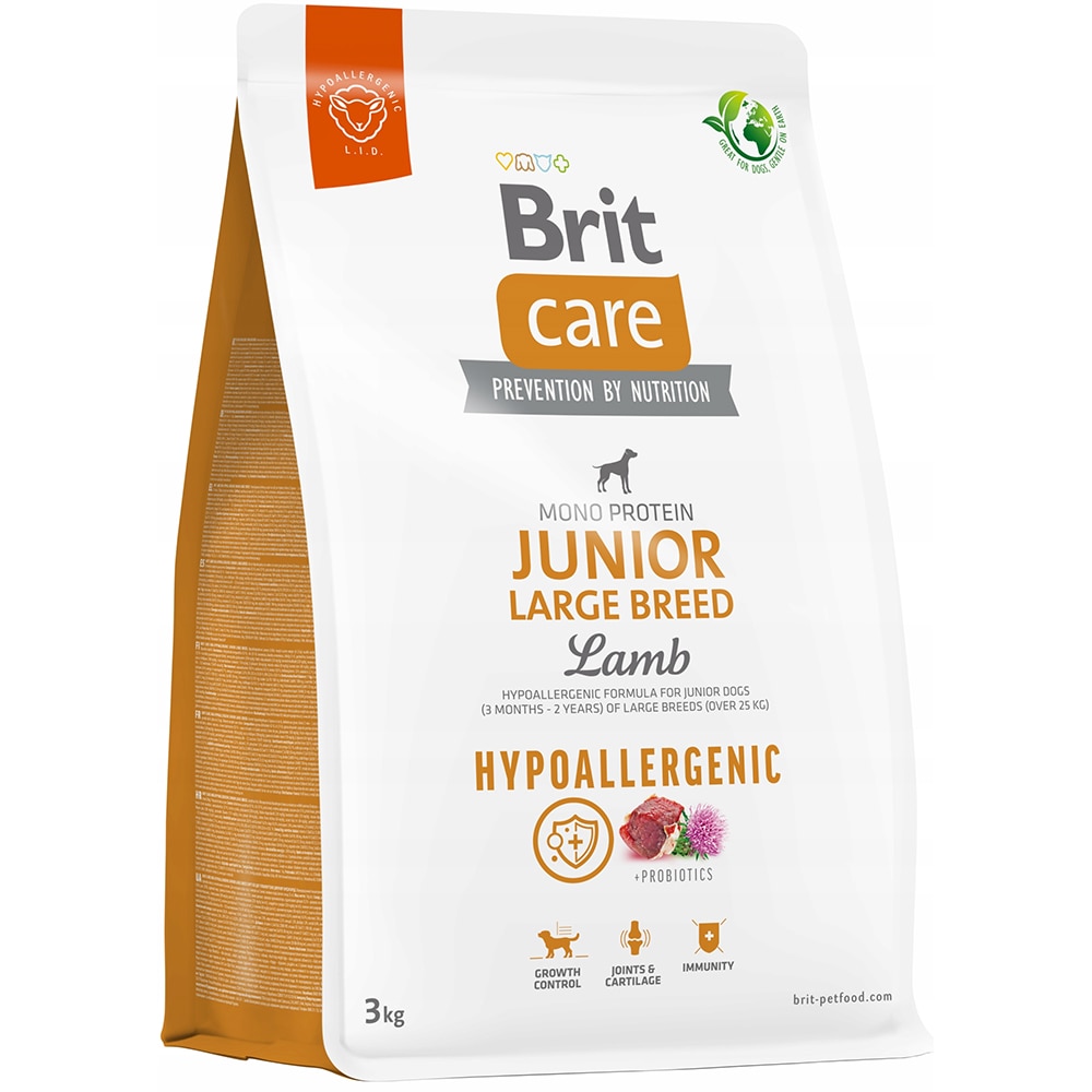 Hrana uscata pentru caini BRIT CARE Hypoallergenic Large Breed, Junior, Miel, 3 kg