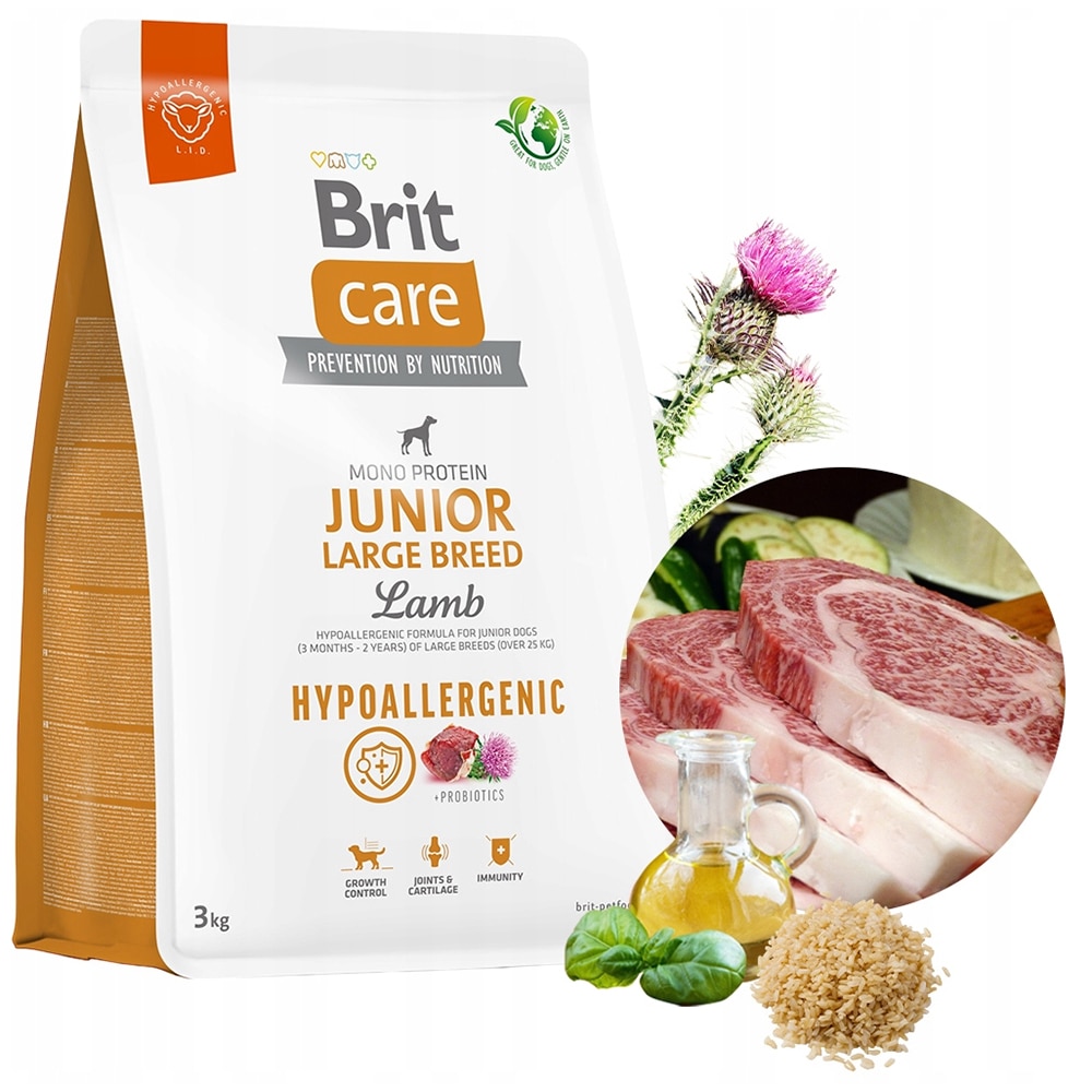 Hrana uscata pentru caini BRIT CARE Hypoallergenic Large Breed, Junior, Miel, 3 kg