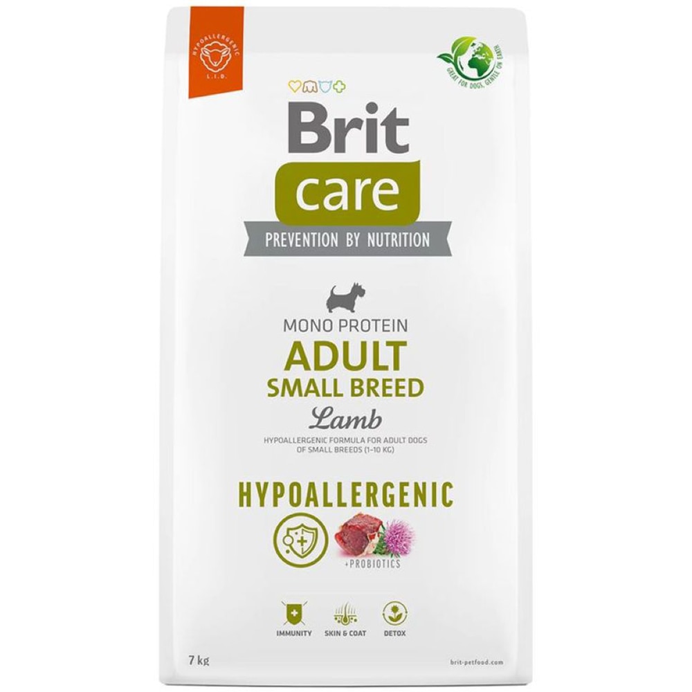 Hrana uscata pentru caini BRIT CARE Hypoallergenic Small Breed, Adult, Miel, 7 kg