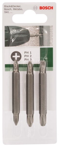 Set 3 biti capat, suruburi Philipps, 60  mm  Bosch