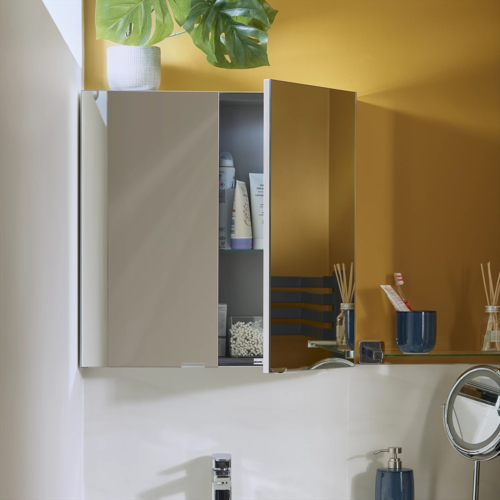 Dulap baie cu oglinda GOODHOME Imandra, 60 x 15 x 60 cm, gri