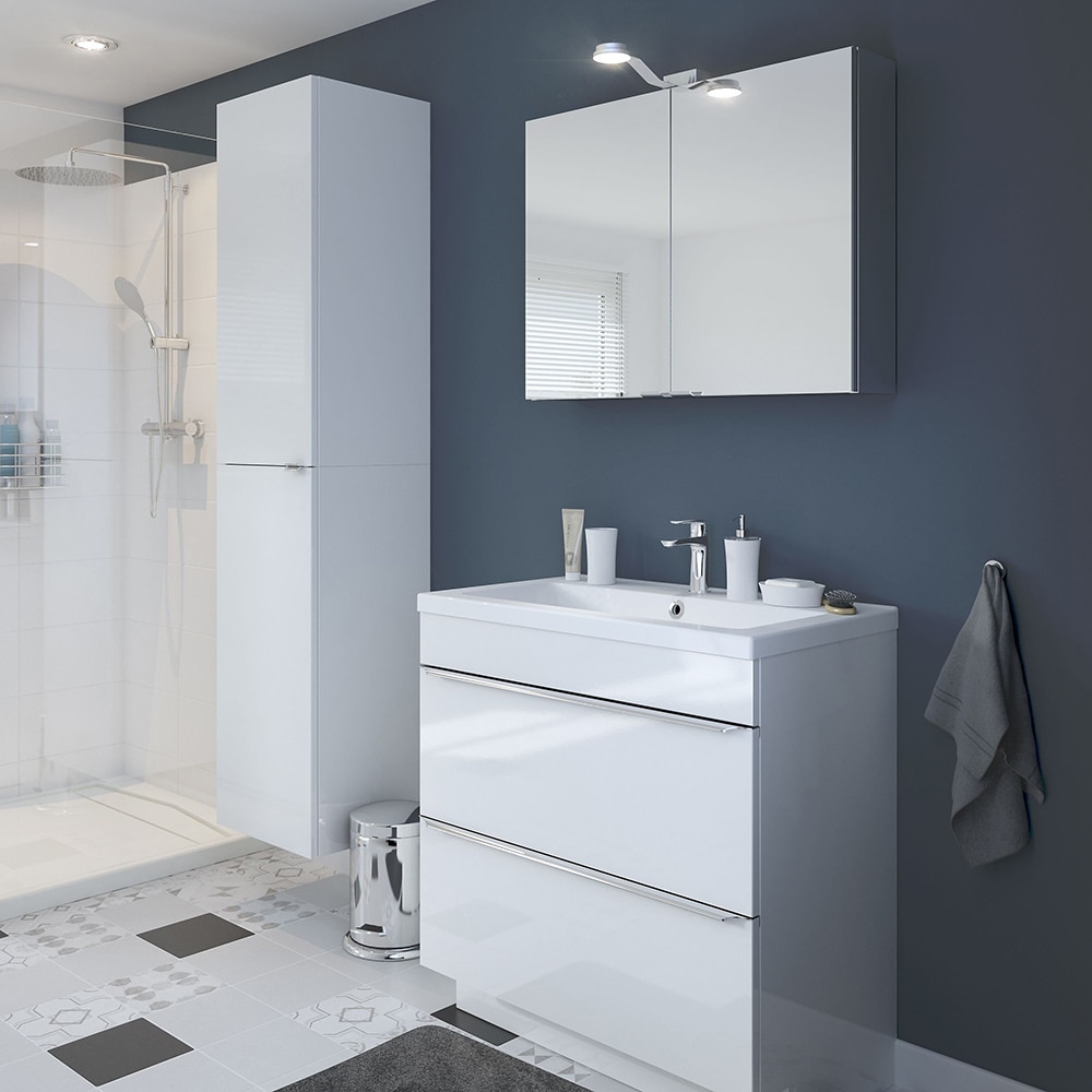 Dulap baie cu oglinda GOODHOME Imandra, 80 x 15 x 60 cm, alb