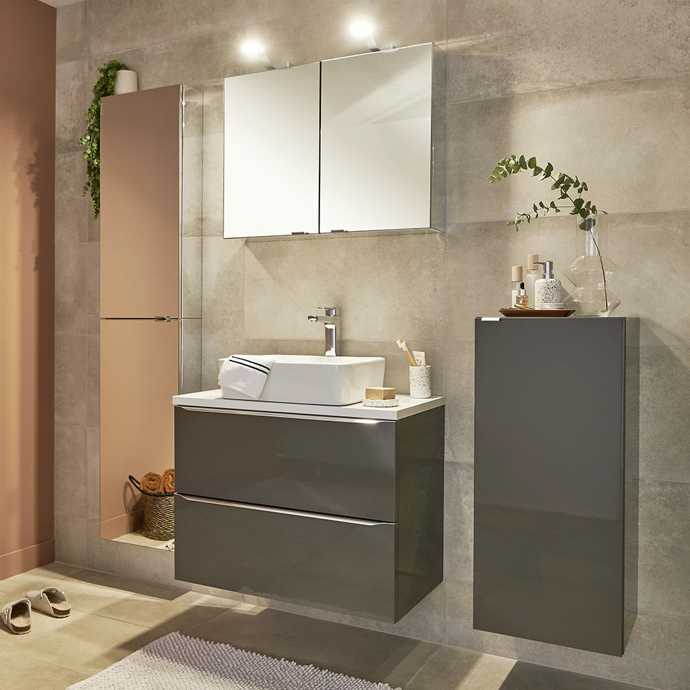 Dulap baie cu oglinda GOODHOME Imandra, 80 x 15 x 60 cm, alb