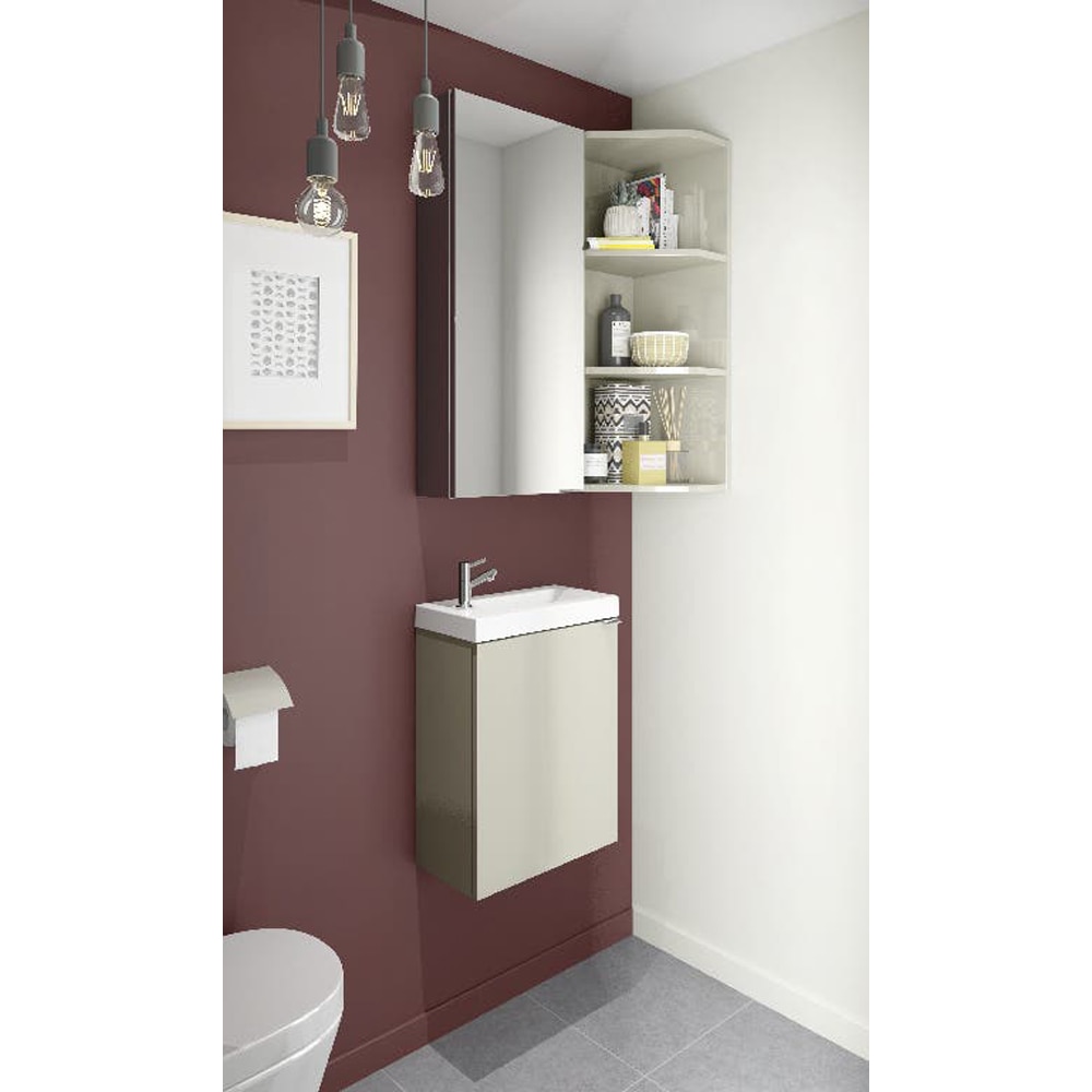 Lavoar pe blat GOODHOME Beni, rasina, 44.2 x 23.2 cm, alb lucios