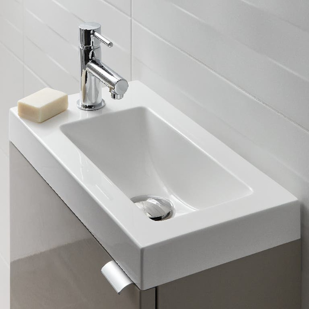 Lavoar pe blat GOODHOME Beni, rasina, 44.2 x 23.2 cm, alb lucios