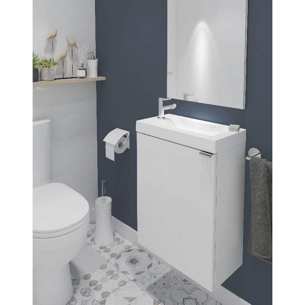 Lavoar pe blat GOODHOME Beni, rasina, 44.2 x 23.2 cm, alb lucios