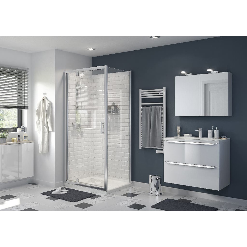 Paravan dus GOODHOME, aluminiu, sticla transparenta, 70x195 cm, crom