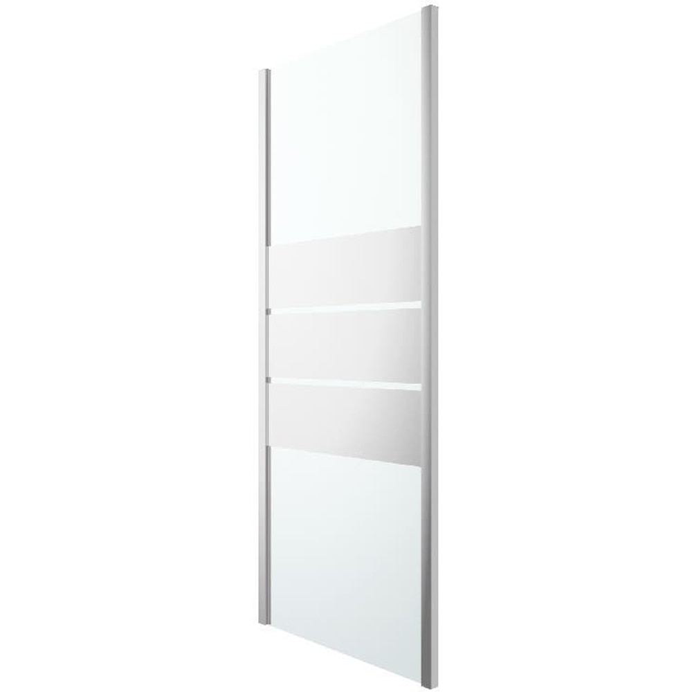 Paravan dus GOODHOME, aluminiu, sticla transparenta, 97.5x195 cm, crom