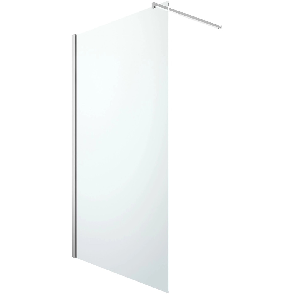 Paravan dus walk-in GOODHOME, aluminiu, sticla transparenta, 120x195 cm, crom