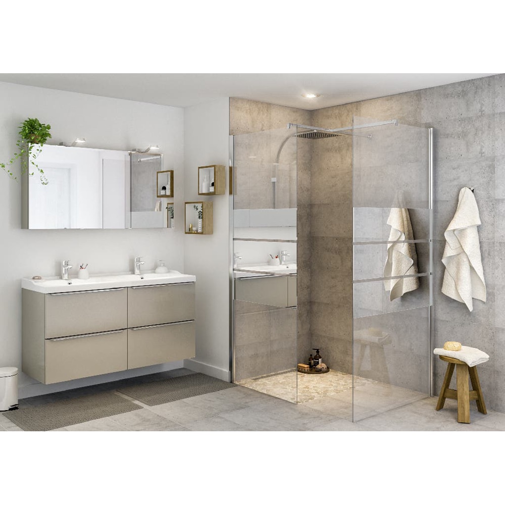 Paravan dus walk-in GOODHOME, aluminiu, sticla oglinda, 85x195 cm, crom