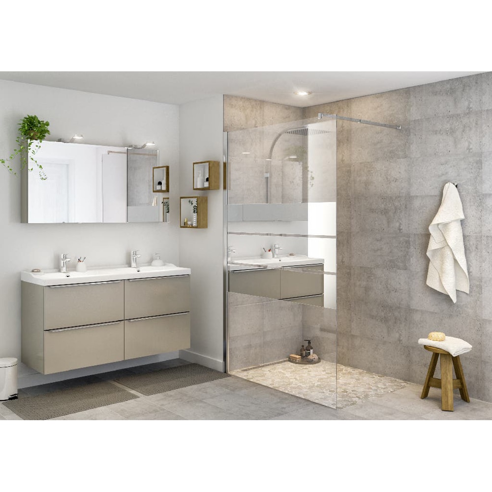 Paravan dus walk-in GOODHOME, aluminiu, sticla oglinda, 120x195 cm, crom