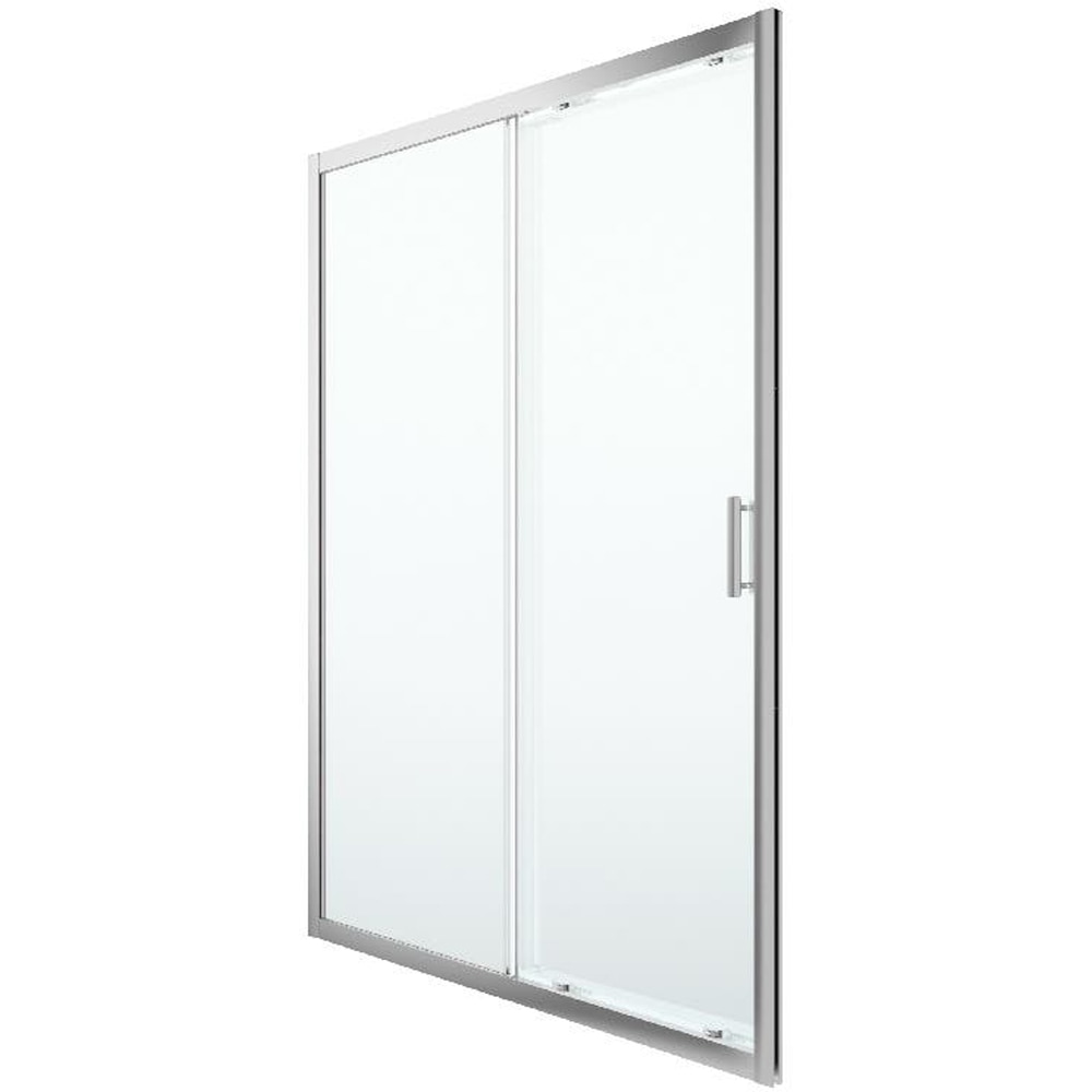 Usa dus glisanta GOODHOME, aluminiu, sticla transparenta, 140x195 cm, crom