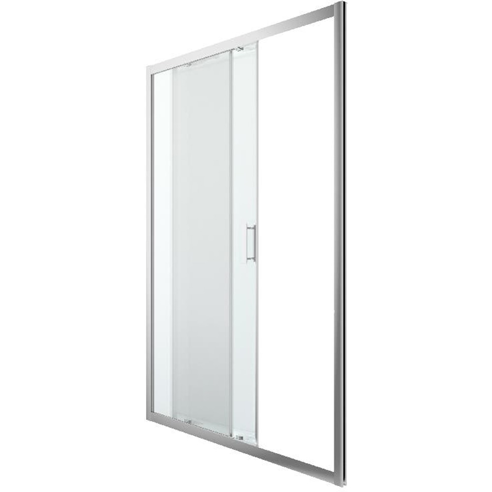Usa dus glisanta GOODHOME, aluminiu, sticla transparenta, 140x195 cm, crom
