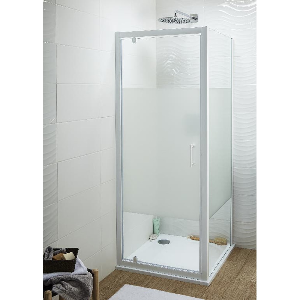 Usa de dus pivotanta COOKE & LEWIS Onega, cadru aluminiu, sticla securizata 5mm, 80 x 190 cm, alb