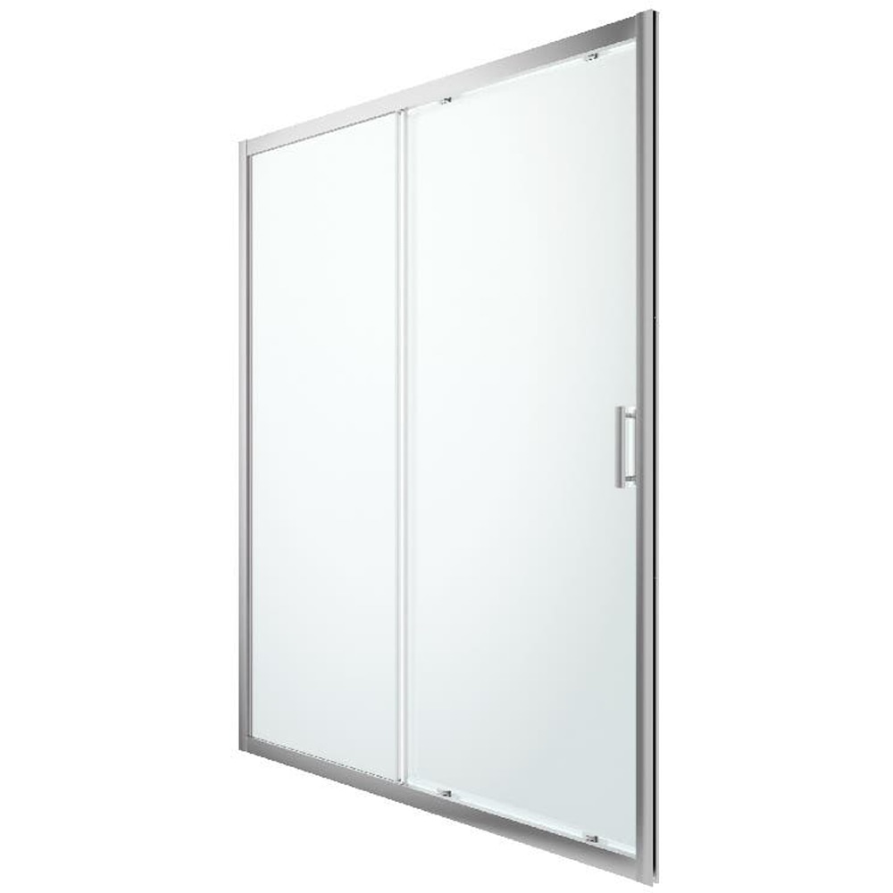 Usa dus glisanta GOODHOME, aluminiu, sticla transparenta, 160x195 cm, crom