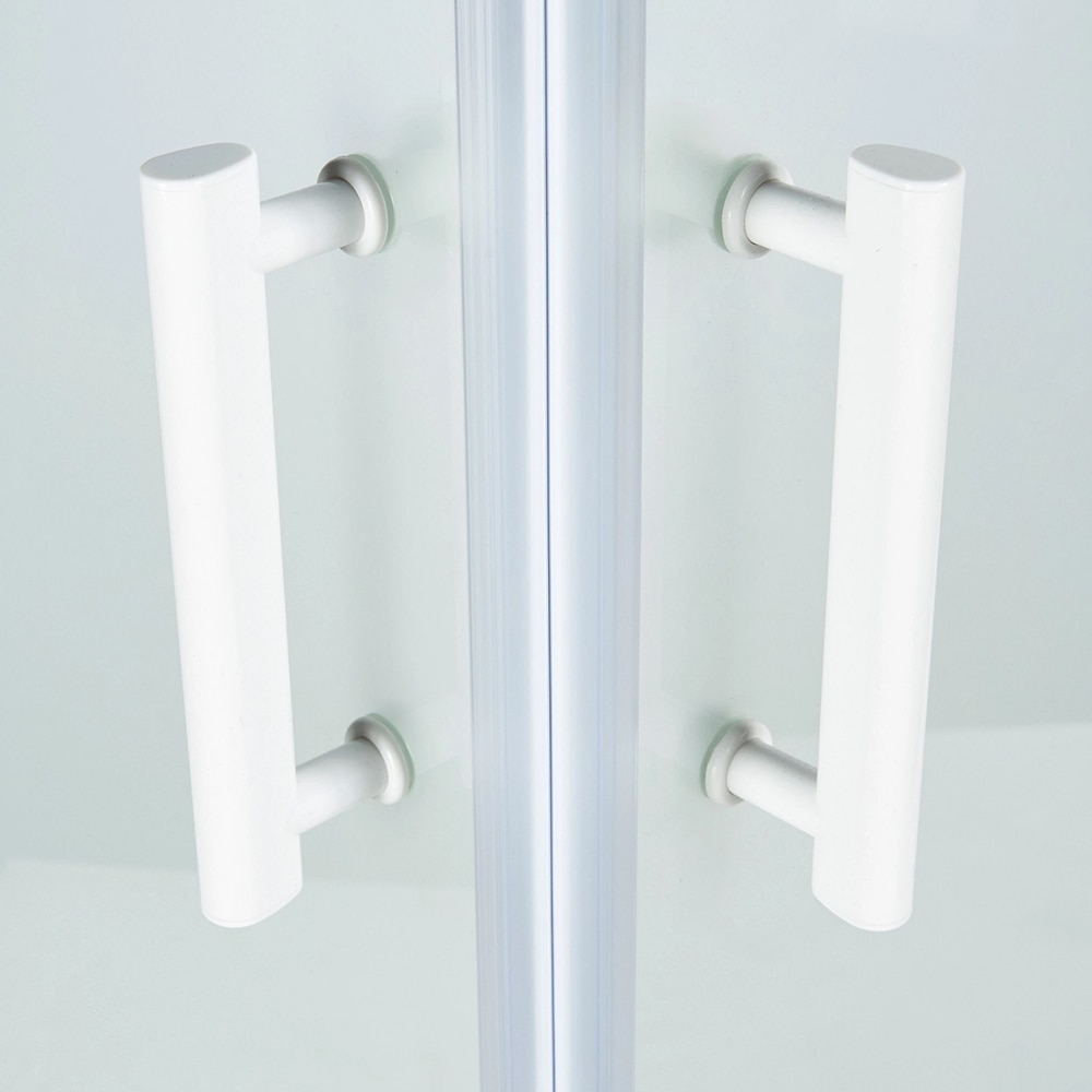 Cabina dus standard COOKE & LEWIS Onega, patrata, profil aluminiu, sticla opaca, 80 x 80 x 190 cm, alb