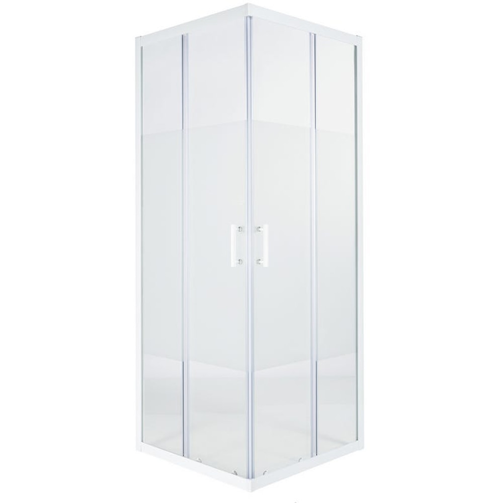 Cabina dus patrata COOKE & LEWIS, aluminiu, sticla opaca, 90x190 cm, alb