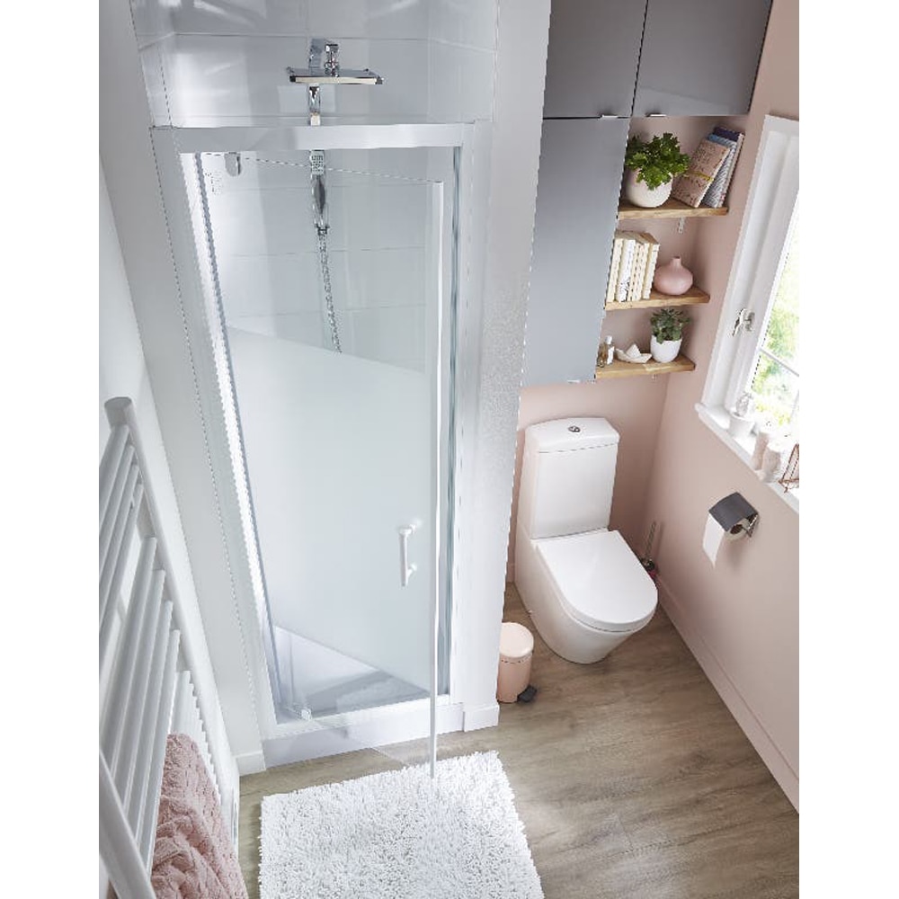 Usa dus batanta COOKE & LEWIS, aluminiu, sticla serigrafiata, 70x190 cm, alb