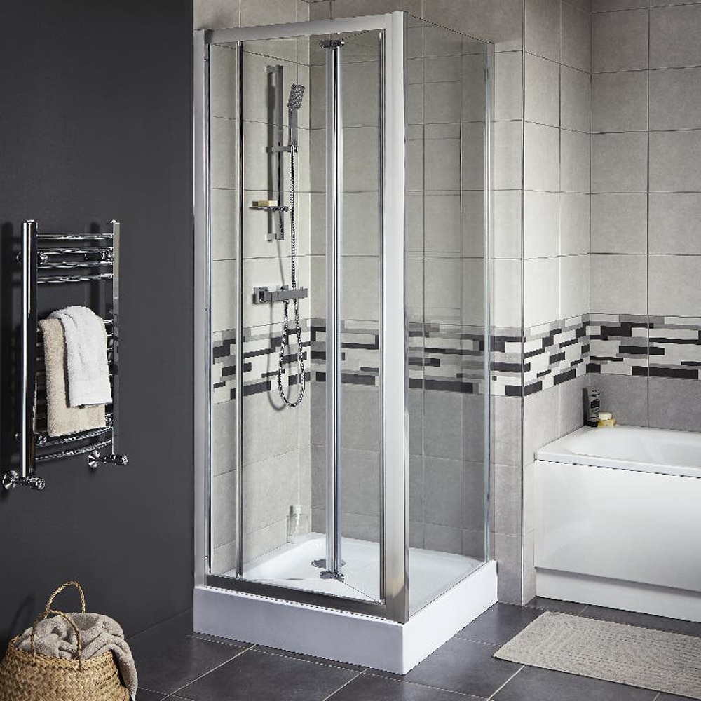 Usa dus pliabila COOKE & LEWIS, aluminiu, sticla transparenta, 80x190 cm, crom