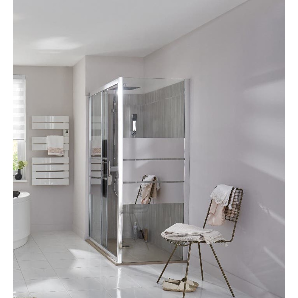 Usa dus glisanta GOODHOME, aluminiu, sticla oglinda, 120x195 cm, crom