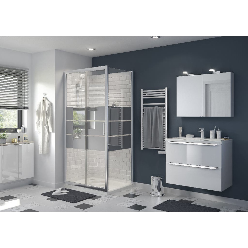 Usa dus glisanta GOODHOME, aluminiu, sticla oglinda, 100x195 cm, crom