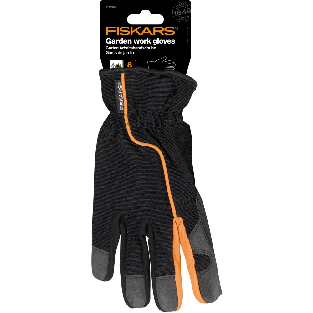 Manusi de gradina FISKARS, marimea 8, textil, negru