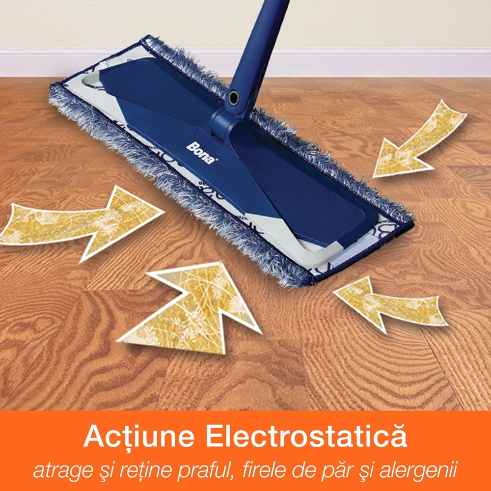 Rezerva mop microfibra pentru praf BONA, alb-albastru
