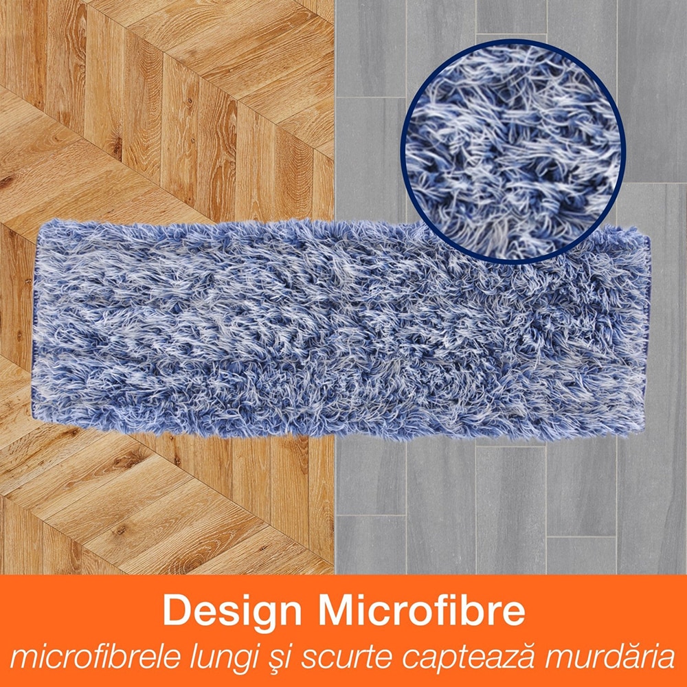 Rezerva mop microfibra pentru praf BONA, alb-albastru