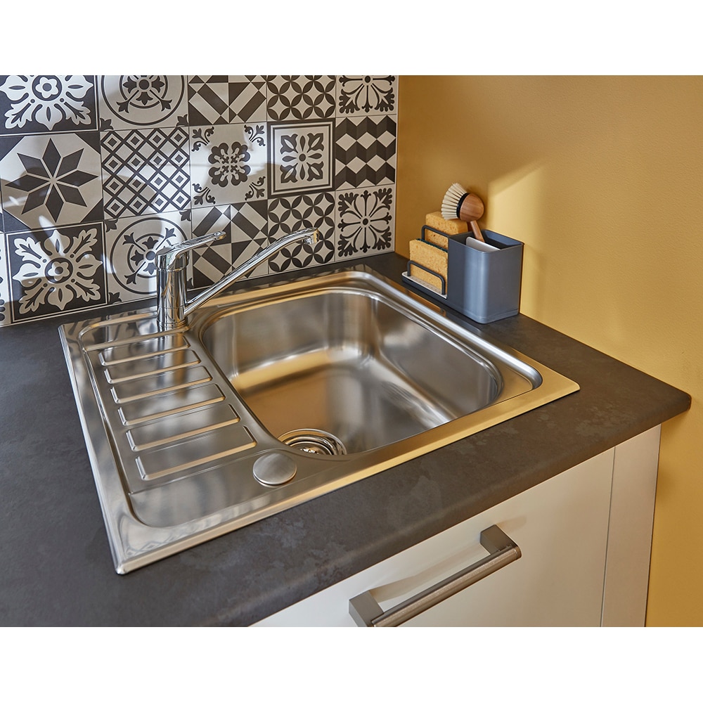 Chiuveta bucatarie COOKE & LEWIS Sagan, 1 cuva, picurator reversibil, inox, gri