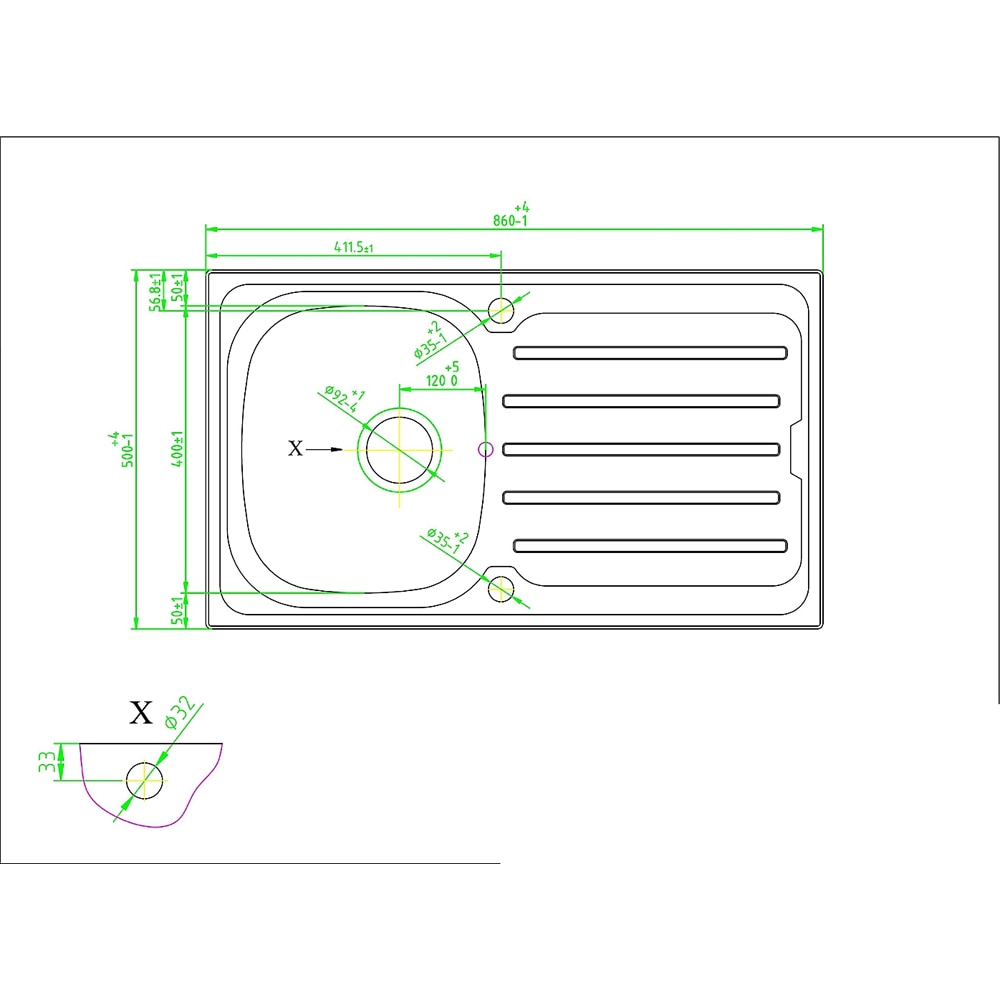 Chiuveta bucatarie COOKE & LEWIS Nakaya, 1 cuva, picurator reversibil, inox, finisaj anticalcar