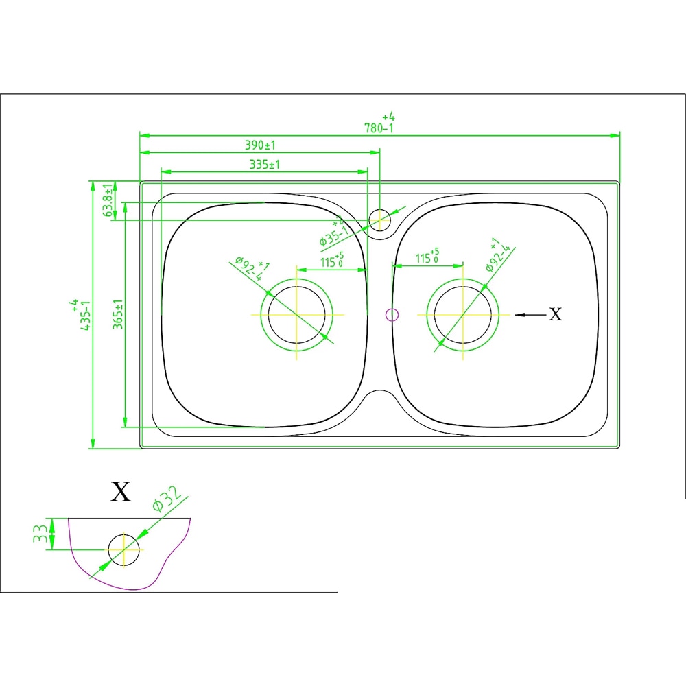 Chiuveta bucatarie COOKE & LEWIS Bohm, 2 cuve, inox, finisaj anticalcar