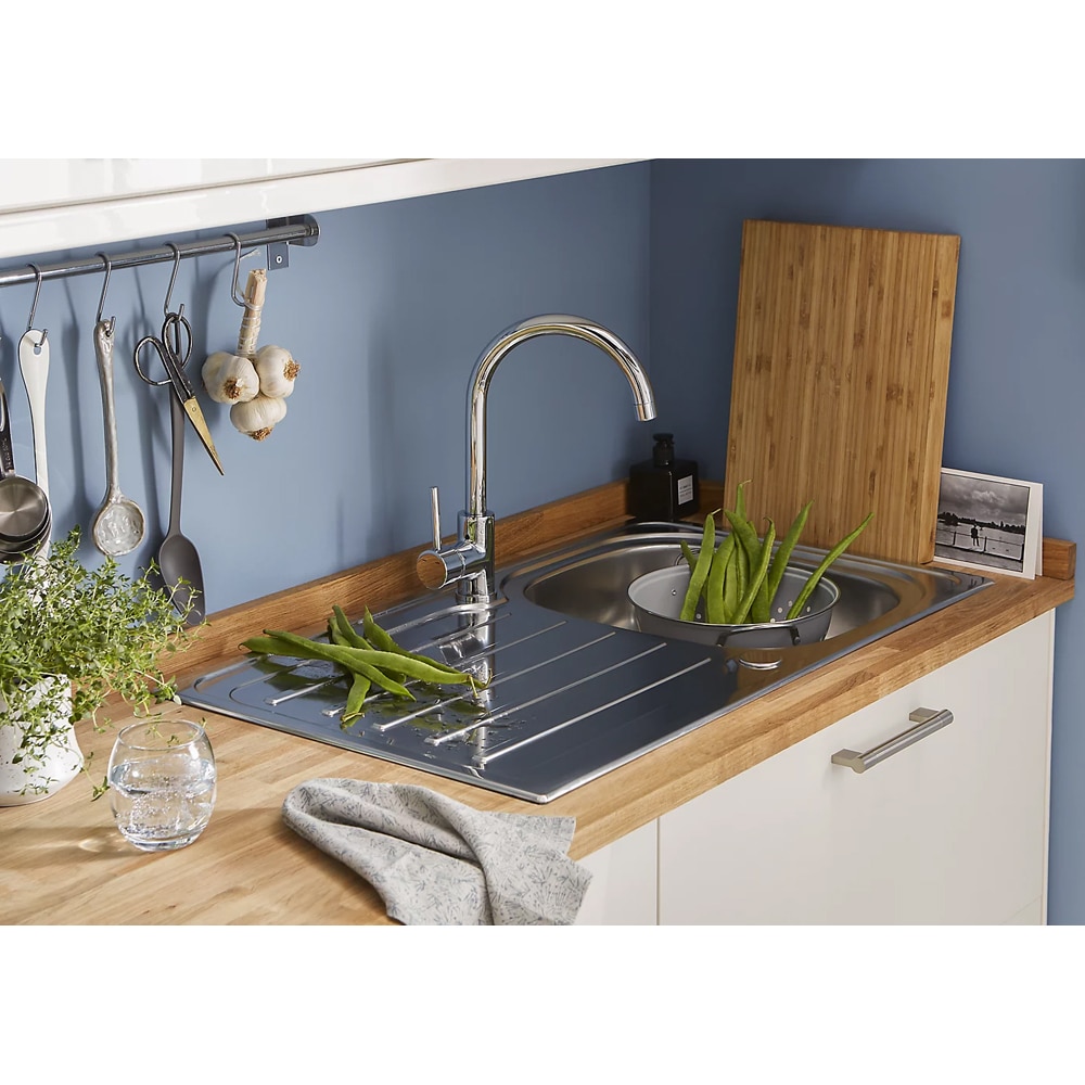 Chiuveta bucatarie COOKE & LEWIS Nakaya, 1 cuva, picurator reversibil, inox, finisaj lucios