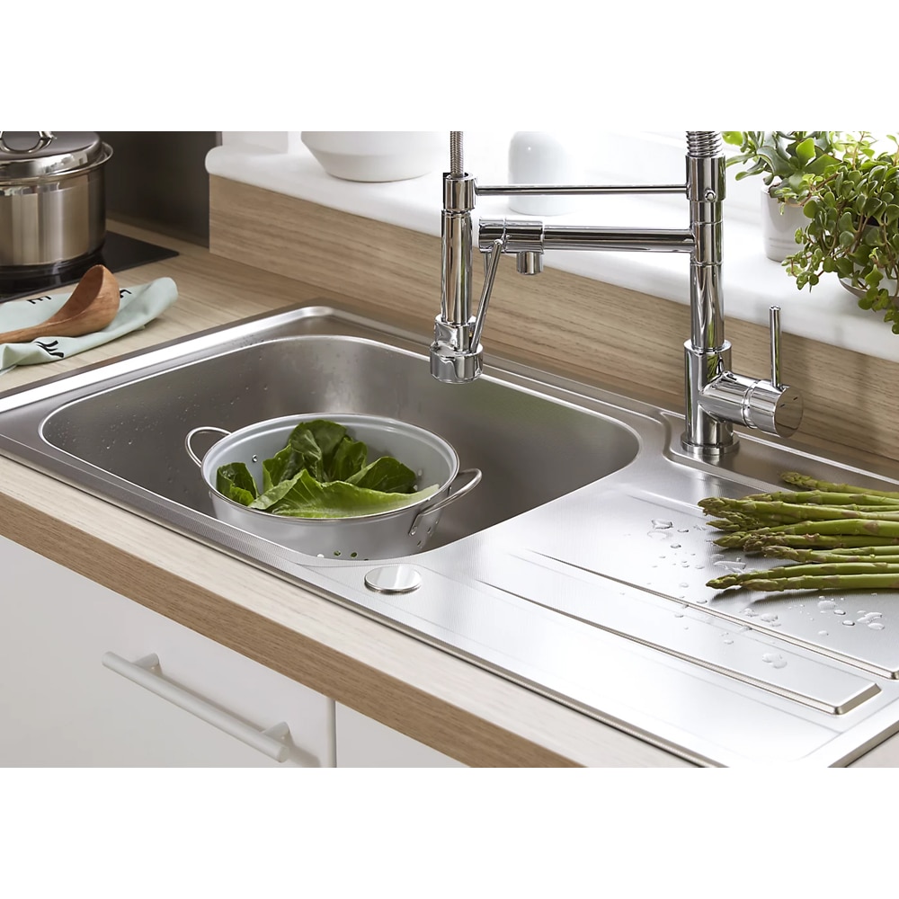 Chiuveta bucatarie COOKE & LEWIS Lyell, 1 cuva, picurator reversibil, inox, finisaj anticalcar