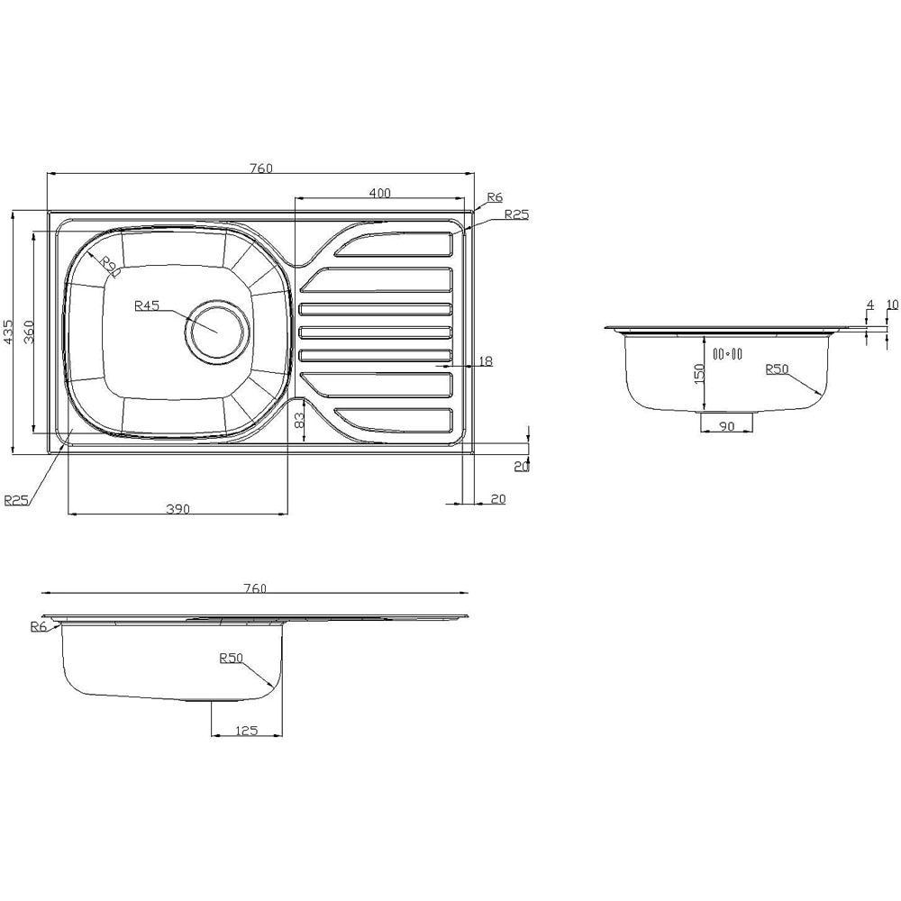 Chiuveta bucatarie COOKE & LEWIS Turing, 1 cuva, picurator reversibil, inox, finisaj anticalcar