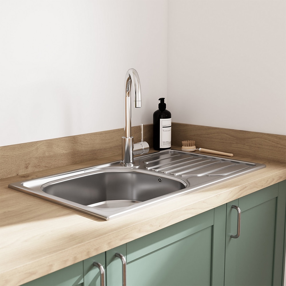 Chiuveta bucatarie COOKE & LEWIS Turing, 1 cuva, picurator reversibil, inox, finisaj satinat