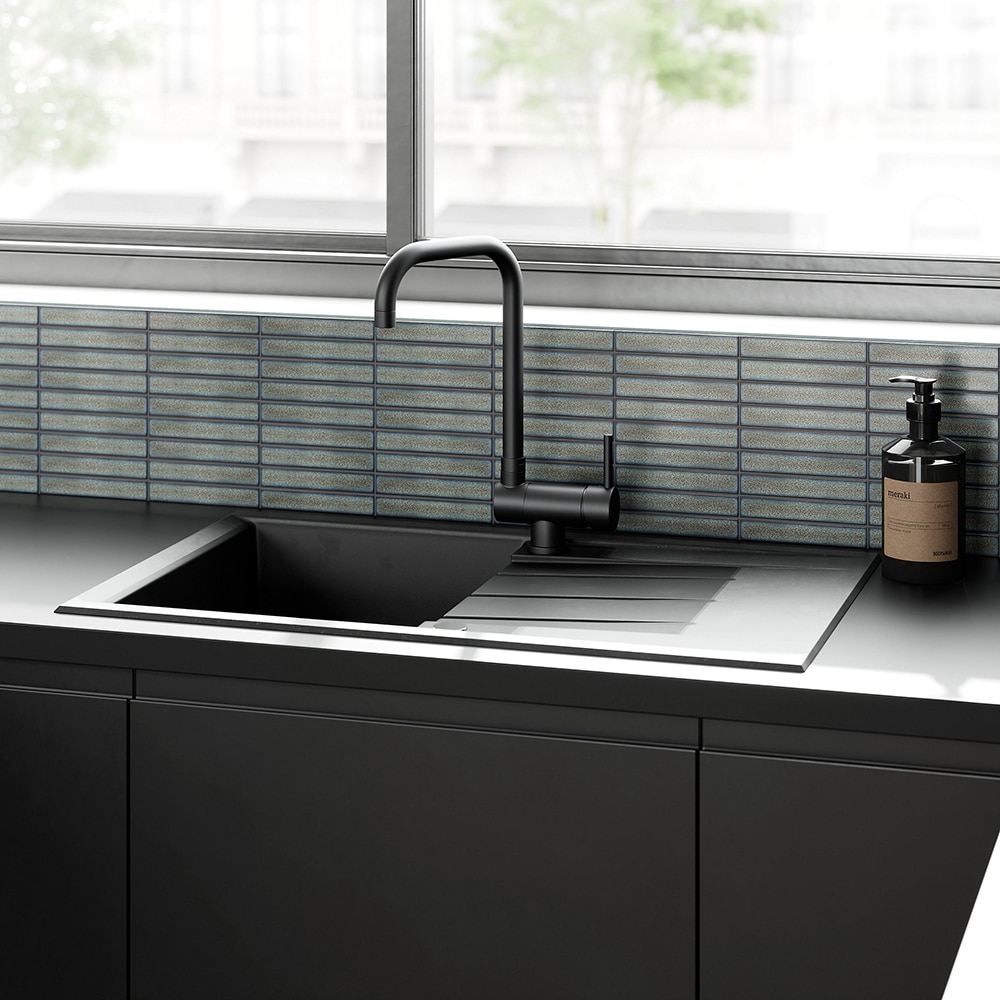 Chiuveta bucatarie COOKE & LEWIS Ising, 1 cuva, picurator reversibil, rasina, negru