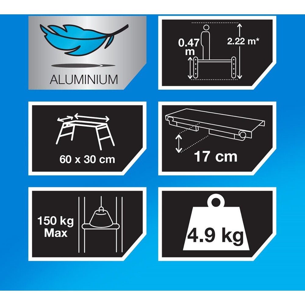 Scara pliabila MAC ALLISTER, 17 cm inaltime lucru, argintiu