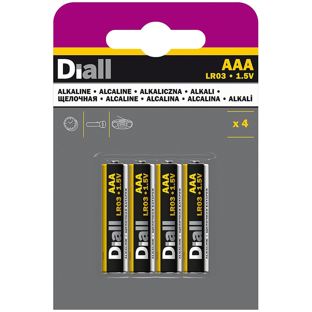 Baterii alcaline AAA LR03 DIAL, 1.5 V, 4 buc