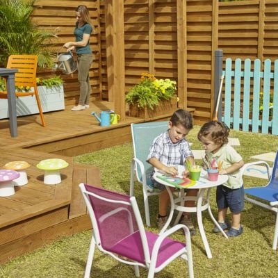 Masa de gradina, otel, alb, rotunda, 4 persoane,50 x 47 cm • GoodHome janeiro