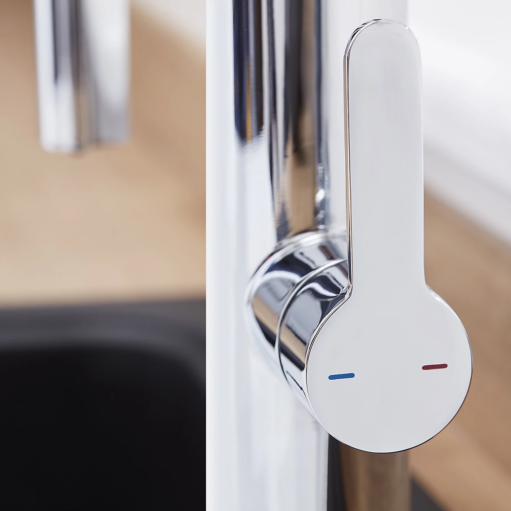 Baterie bucatarie Cooke & Lewis Kloey, dus extractibil, alama si silicon, argintiu-negru